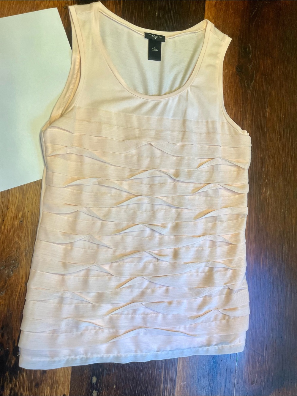 Ann Taylor Small Pale Pink Layered Wave Tank Top